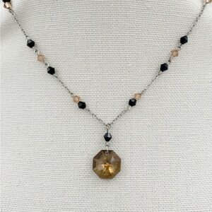 Crystal Glass Silver Tone Dainty Necklace